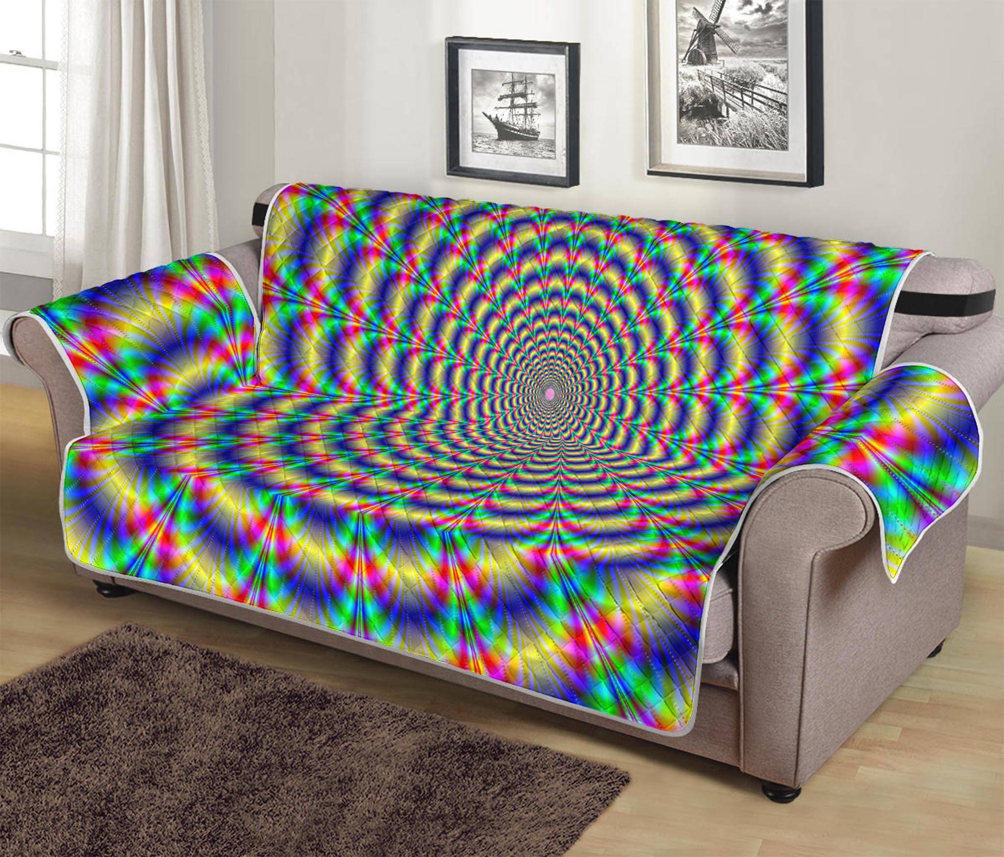 Psychedelic Explosion Optical Illusion Sofa Protector