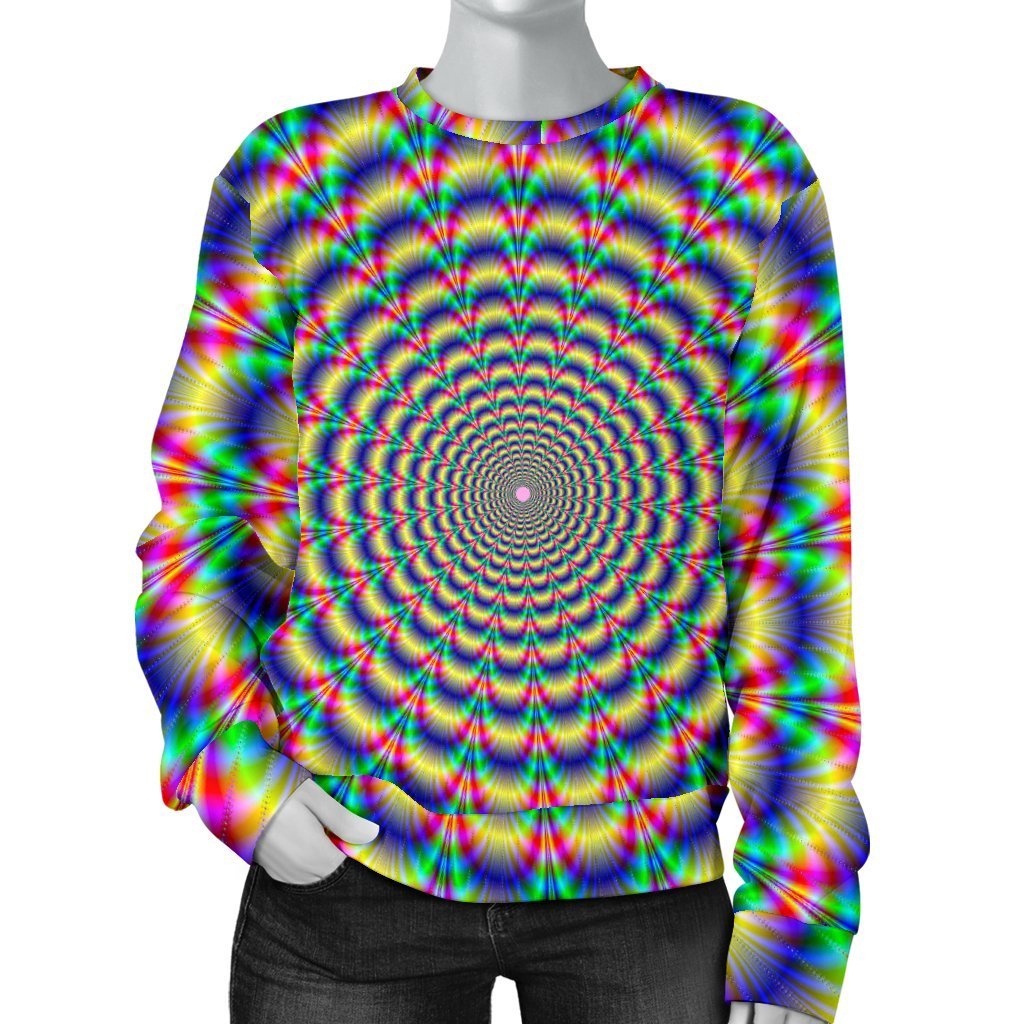 Psychedelic Explosion Optical Illusion Women's Crewneck Sweatshirt GearFrost