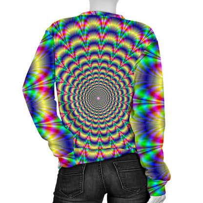 Psychedelic Explosion Optical Illusion Women's Crewneck Sweatshirt GearFrost