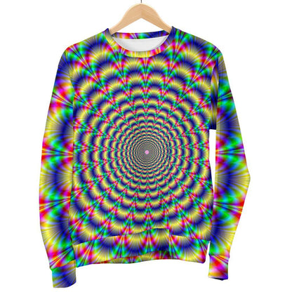 Psychedelic Explosion Optical Illusion Women's Crewneck Sweatshirt GearFrost
