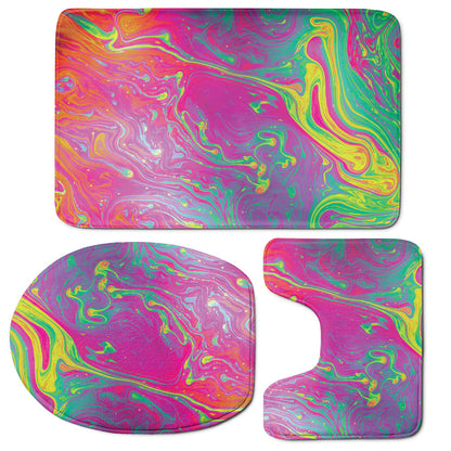 Psychedelic Formed Print 3 Piece Bath Mat Set