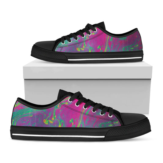 Psychedelic Formed Print Black Low Top Shoes