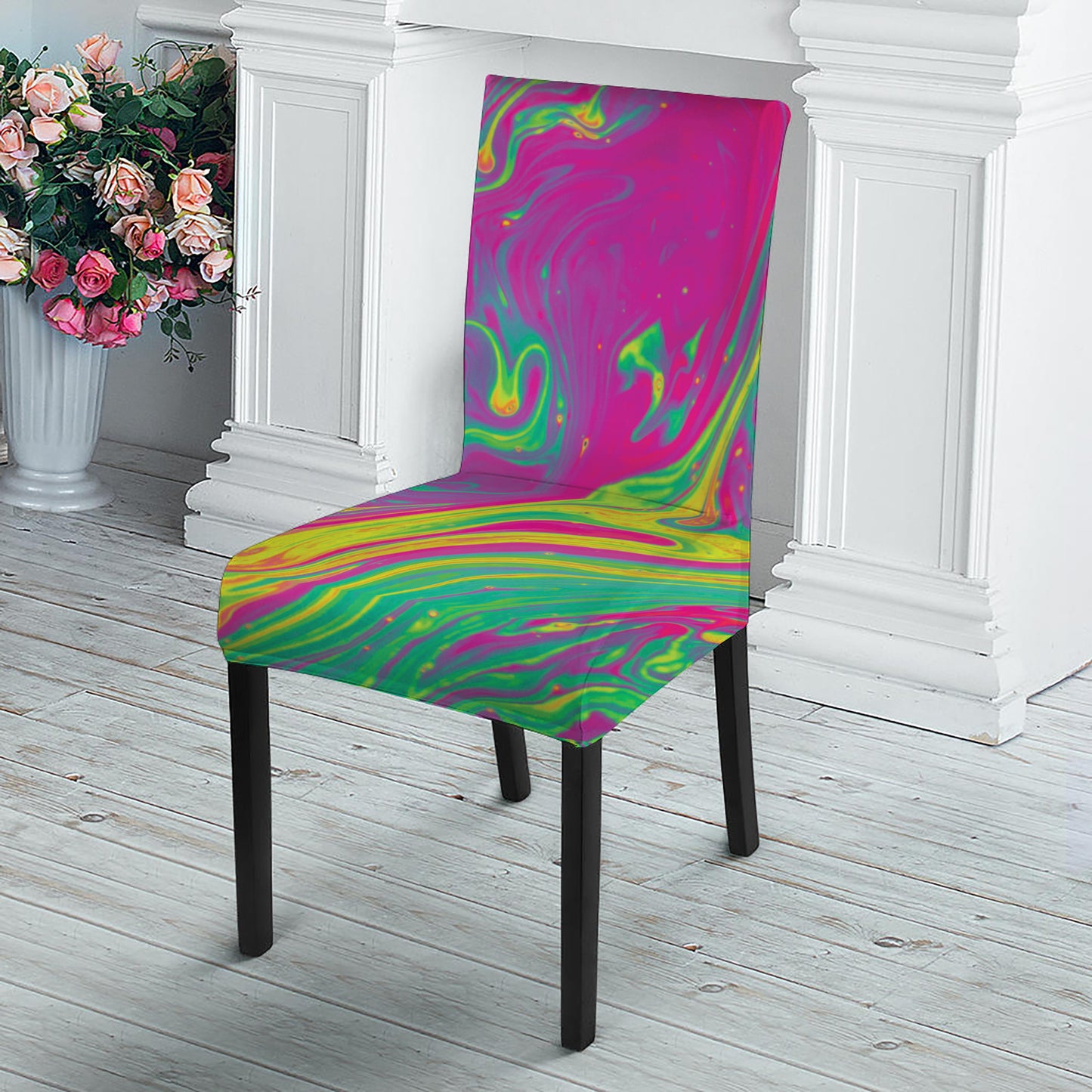 Psychedelic Formed Print Dining Chair Slipcover