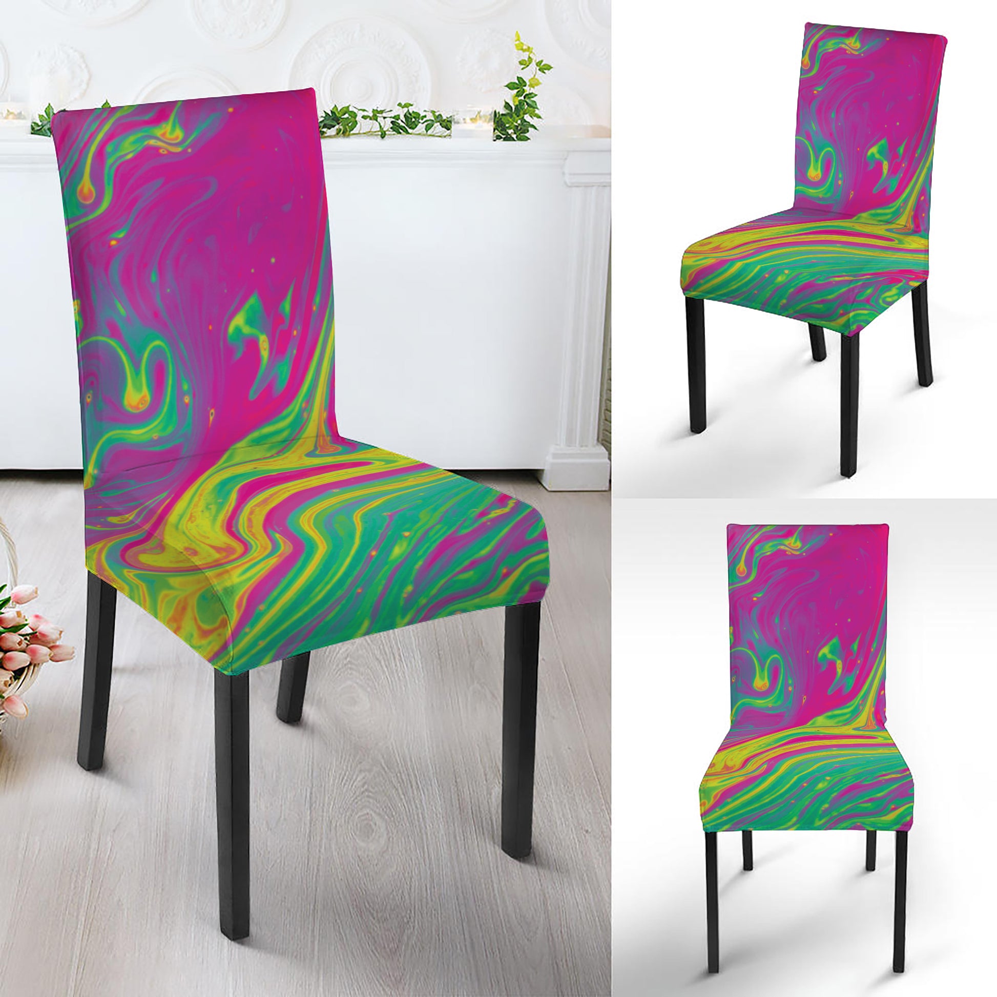 Psychedelic Formed Print Dining Chair Slipcover