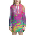 Psychedelic Formed Print Pullover Hoodie Dress