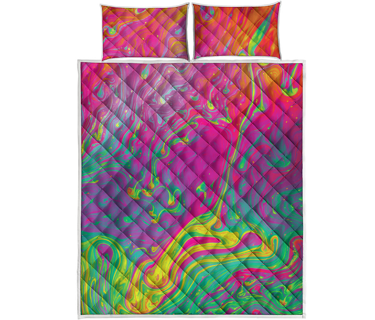 Psychedelic Formed Print Quilt Bed Set