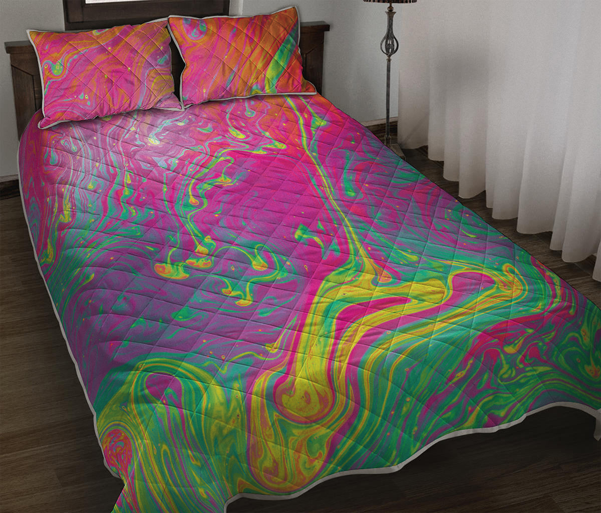 Psychedelic Formed Print Quilt Bed Set