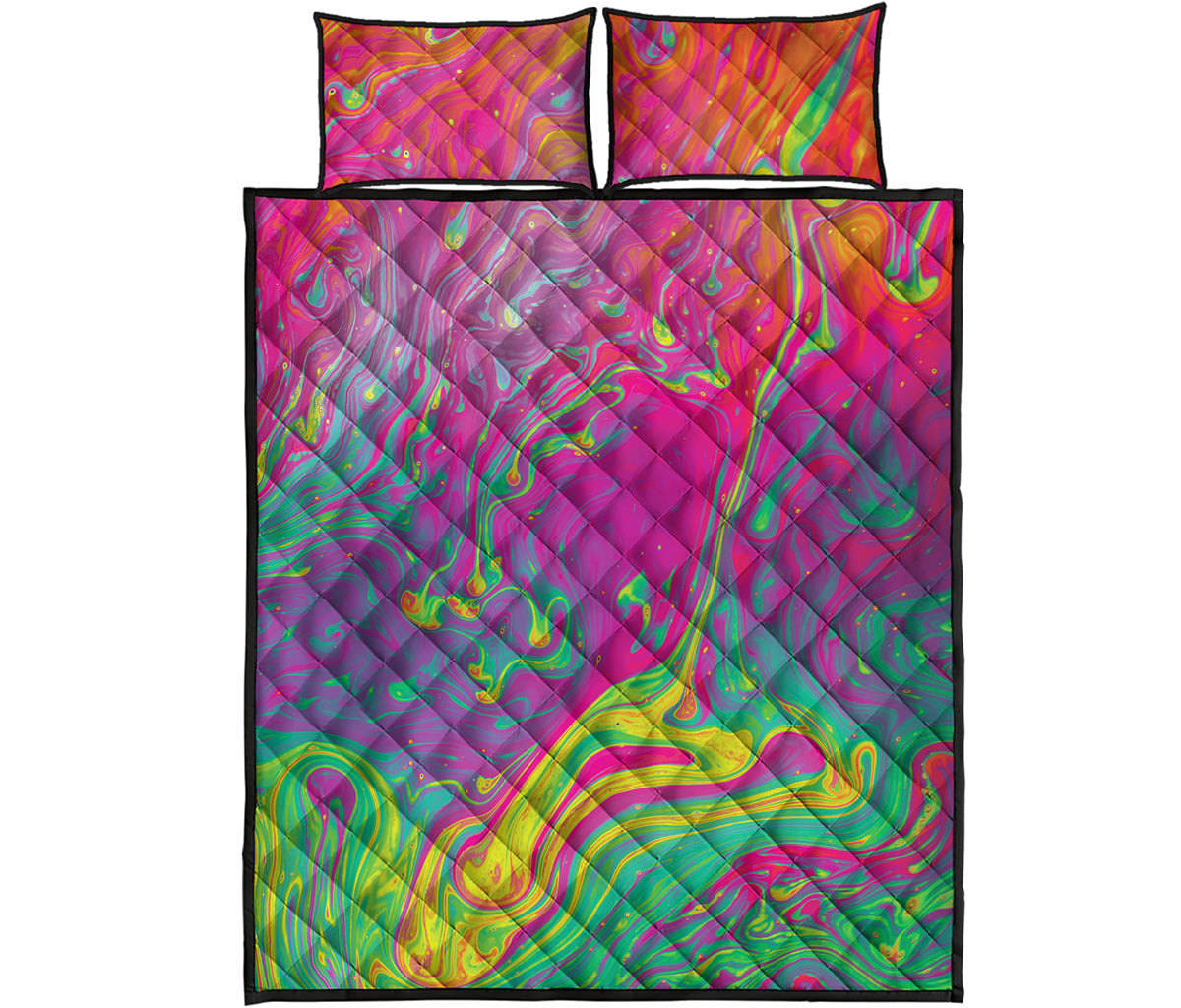 Psychedelic Formed Print Quilt Bed Set