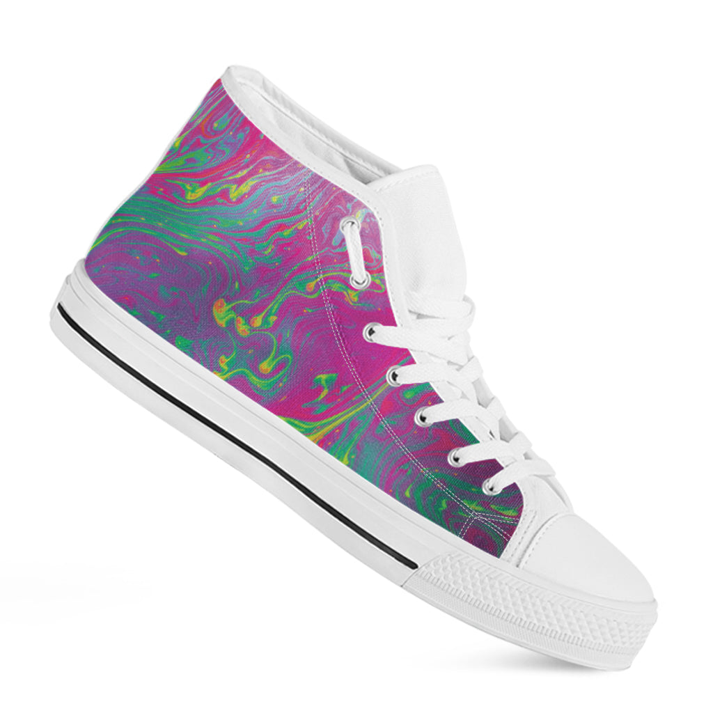 Psychedelic Formed Print White High Top Shoes