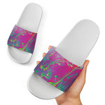 Psychedelic Formed Print White Slide Sandals