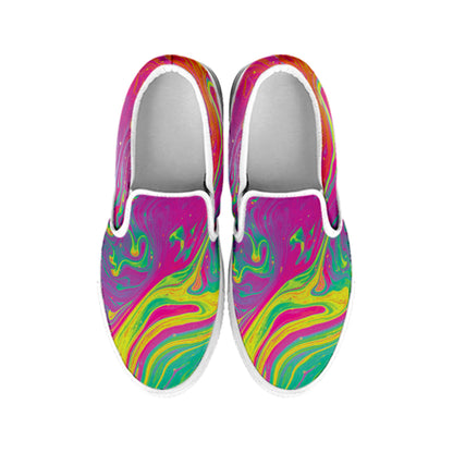 Psychedelic Formed Print White Slip On Shoes