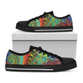 Psychedelic Fractal Print Black Low Top Sneakers