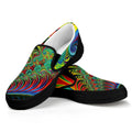 Psychedelic Fractal Print Black Slip On Sneakers