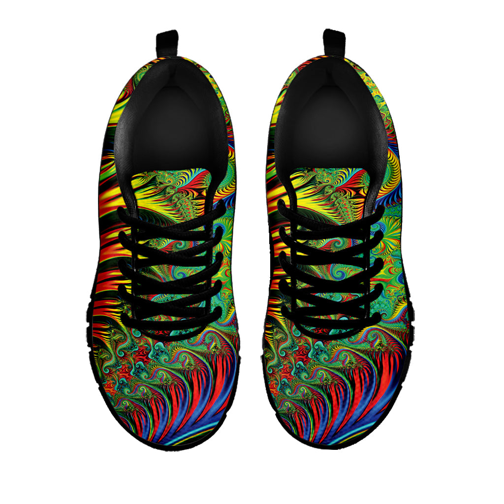 Psychedelic Fractal Print Black Sneakers