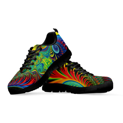 Psychedelic Fractal Print Black Sneakers