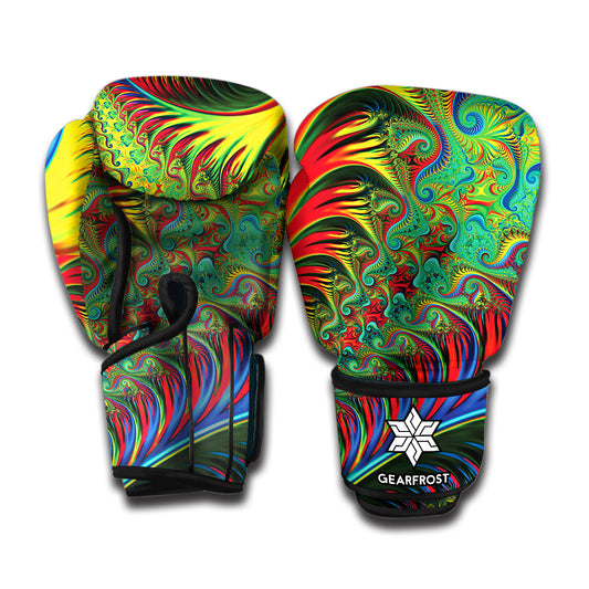 Psychedelic Fractal Print Boxing Gloves