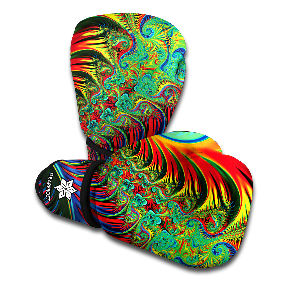 Psychedelic Fractal Print Boxing Gloves