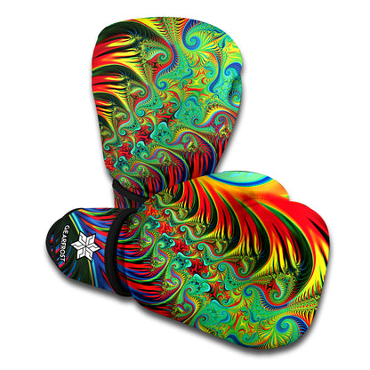 Psychedelic Fractal Print Boxing Gloves