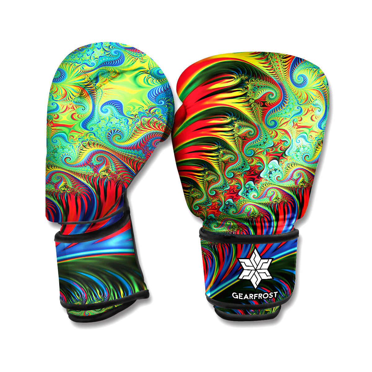 Psychedelic Fractal Print Boxing Gloves