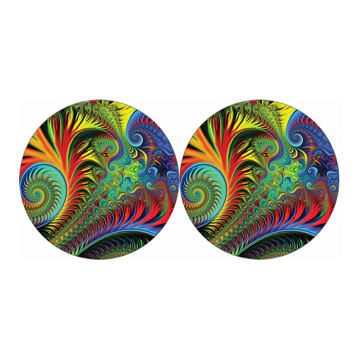 Psychedelic Fractal Print Car Coasters