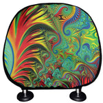 Psychedelic Fractal Print Car Headrest Covers