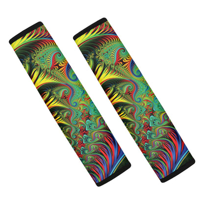 Psychedelic Fractal Print Car Seat Belt Covers
