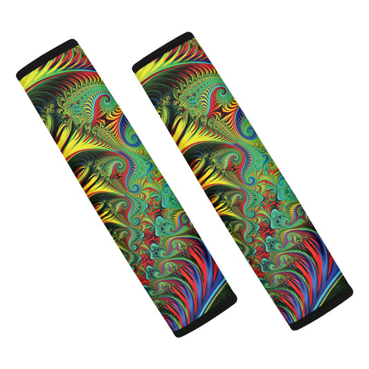 Psychedelic Fractal Print Car Seat Belt Covers