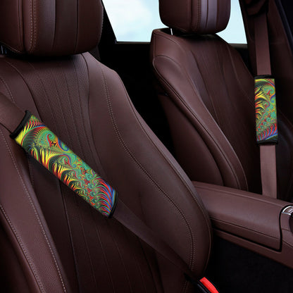 Psychedelic Fractal Print Car Seat Belt Covers