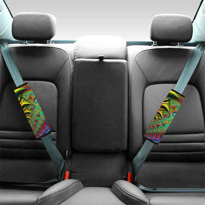 Psychedelic Fractal Print Car Seat Belt Covers
