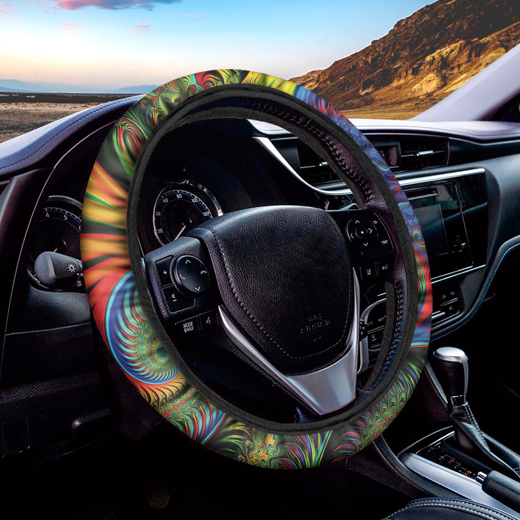 Psychedelic Fractal Print Car Steering Wheel Cover