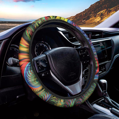 Psychedelic Fractal Print Car Steering Wheel Cover