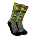 Psychedelic Fractal Print Crew Socks