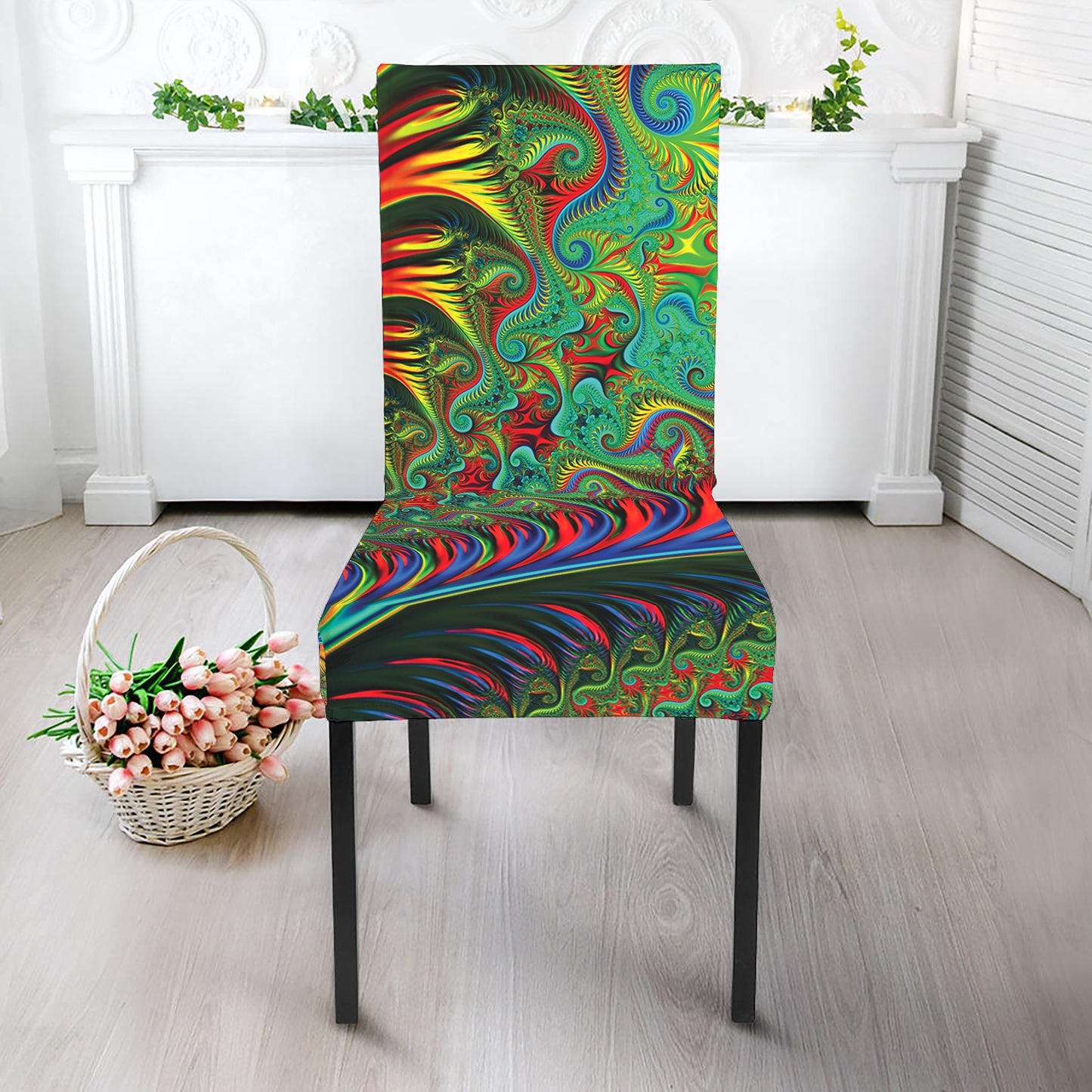 Psychedelic Fractal Print Dining Chair Slipcover