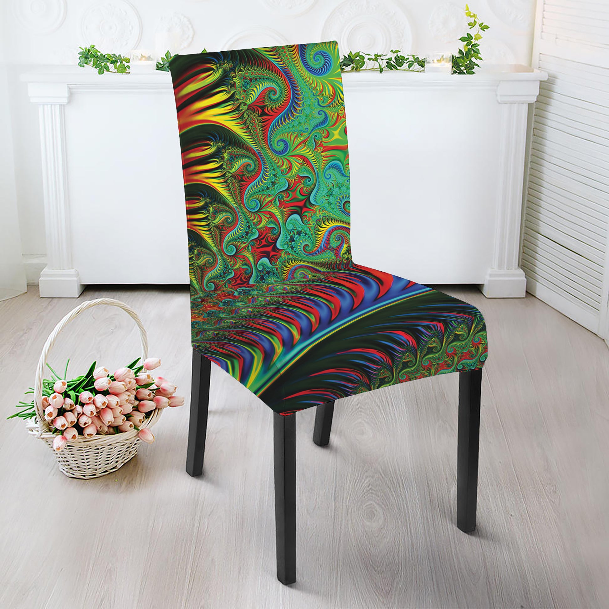 Psychedelic Fractal Print Dining Chair Slipcover