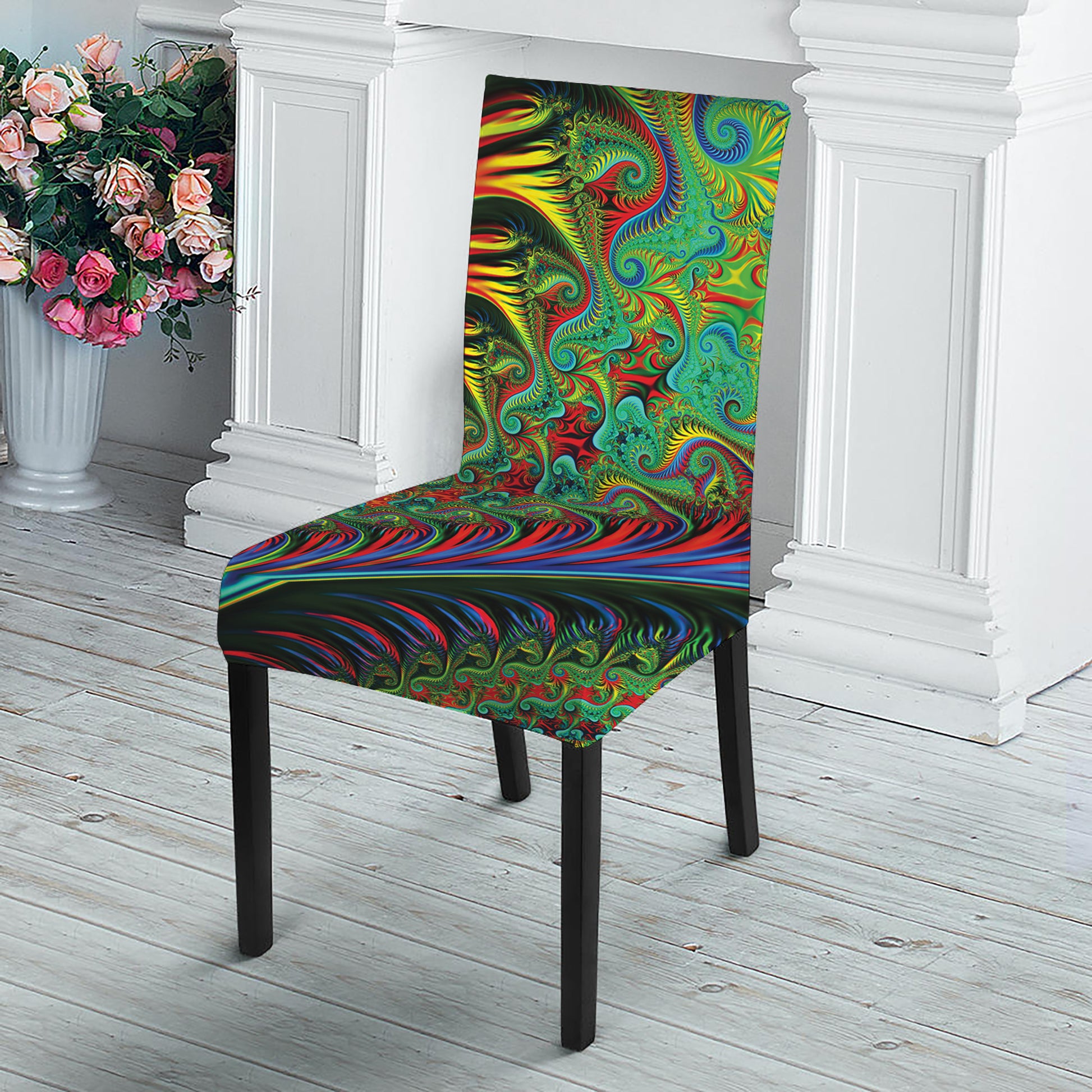 Psychedelic Fractal Print Dining Chair Slipcover