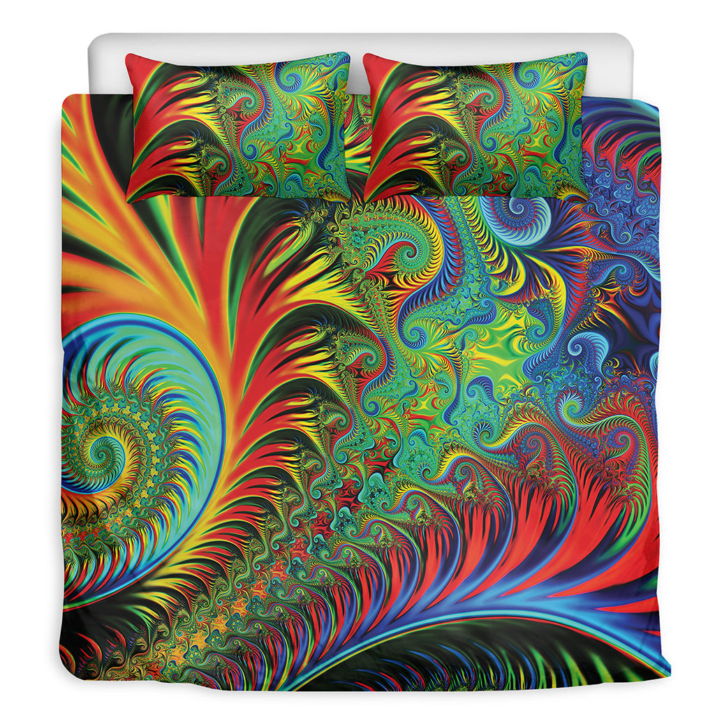 Psychedelic Fractal Print Duvet Cover Bedding Set