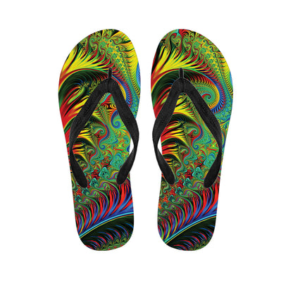 Psychedelic Fractal Print Flip Flops
