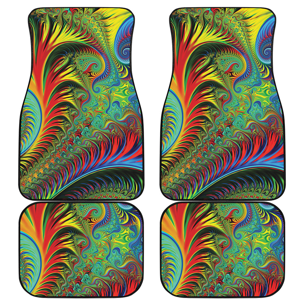 Psychedelic Fractal Print Front and Back Car Floor Mats