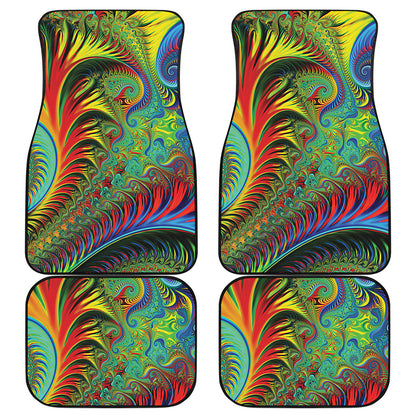 Psychedelic Fractal Print Front and Back Car Floor Mats