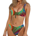 Psychedelic Fractal Print Front Bow Tie Bikini