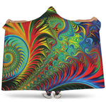 Psychedelic Fractal Print Hooded Blanket