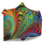 Psychedelic Fractal Print Hooded Blanket