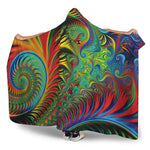 Psychedelic Fractal Print Hooded Blanket
