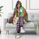 Psychedelic Fractal Print Hooded Blanket