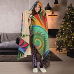 Psychedelic Fractal Print Hooded Blanket
