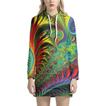 Psychedelic Fractal Print Hoodie Dress