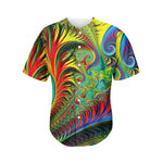Psychedelic Fractal Print Men's Baseball Jersey