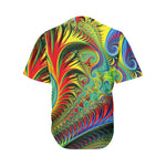 Psychedelic Fractal Print Men's Baseball Jersey