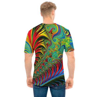 Psychedelic Fractal Print Men's T-Shirt