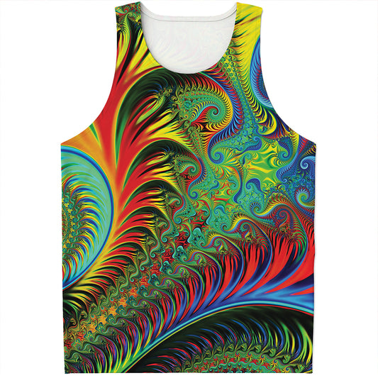 Psychedelic Fractal Print Men's Tank Top